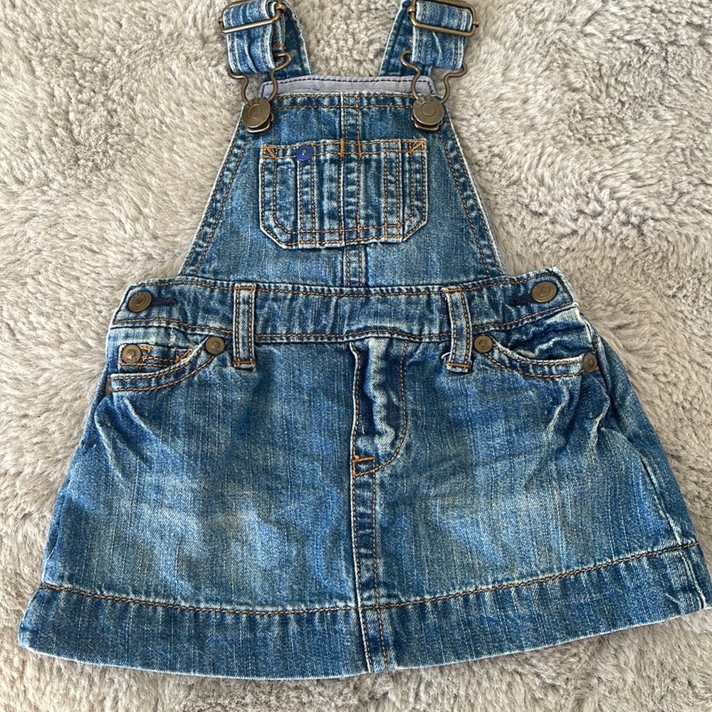 Baby Gap Girl Overalls Dress My First Denim Summer Fall Sz 0/3M